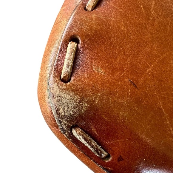 VTG Distressed Leather Boho Saddle Flap Purse Decorative Stitching Braid Detail - Picture 14 of 14